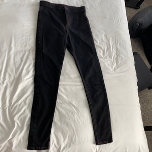 Top shop black jeggings with red stitching